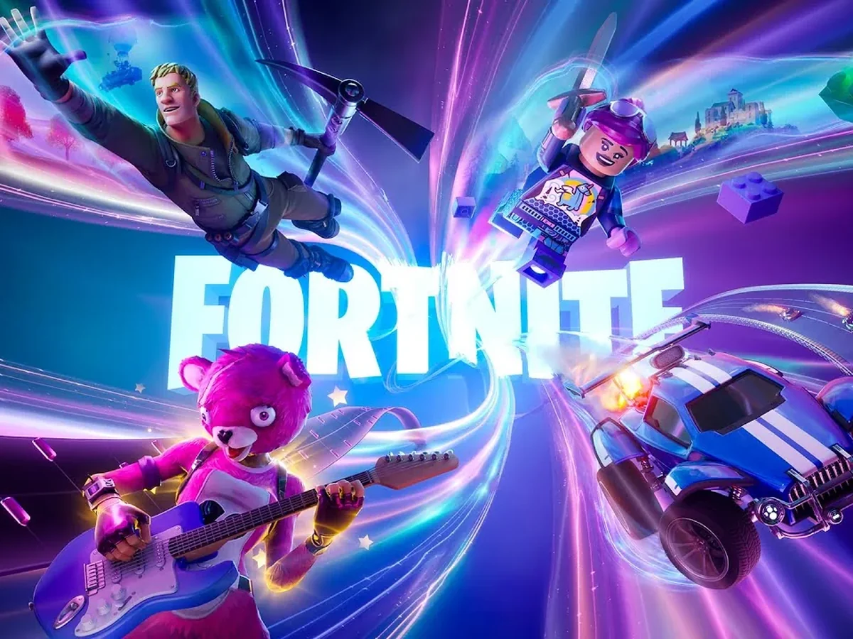 Fortnite promotional key art with characters and the game logo