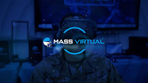 Mass Virtual: a trainee in a VR headset behind the MassXR wordmark
