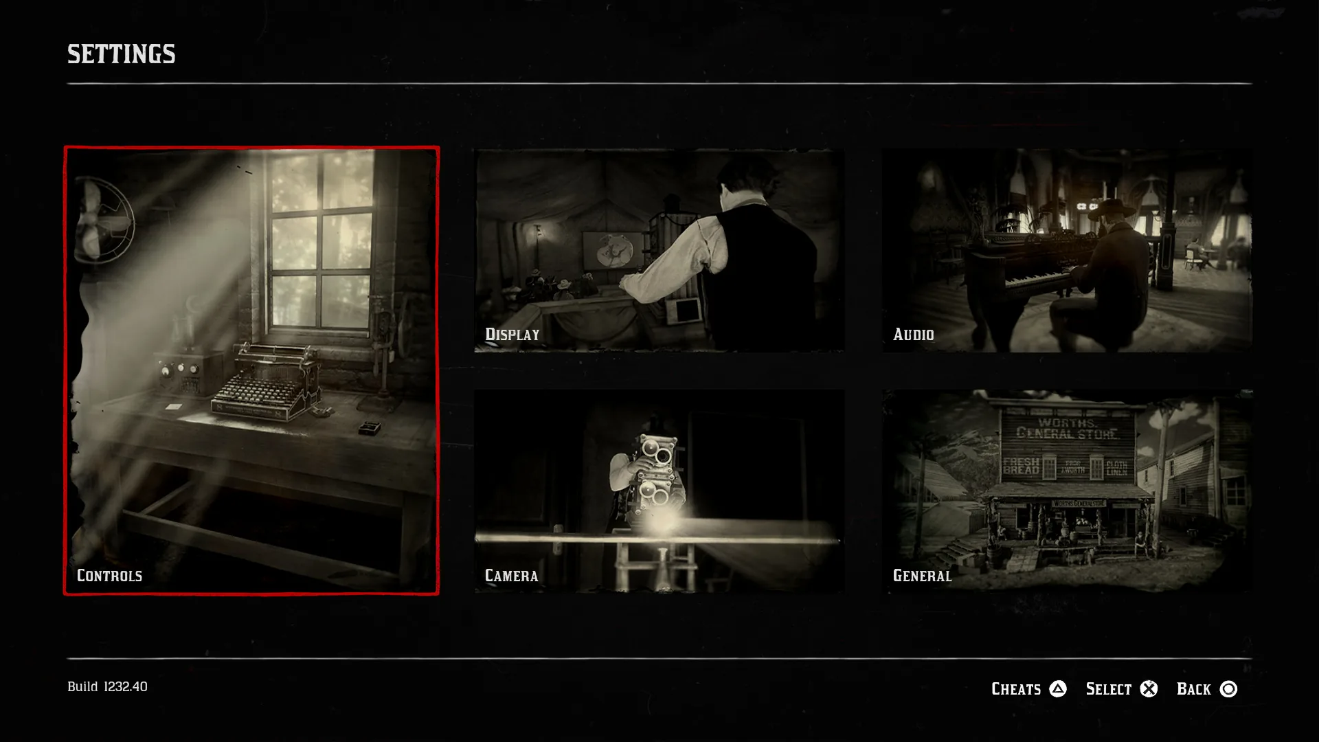 RDR2 Settings Menu Architecture screenshot