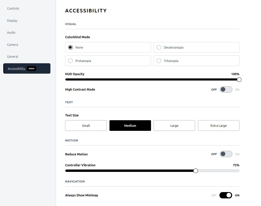 Accessibility Settings wireframe recommendation